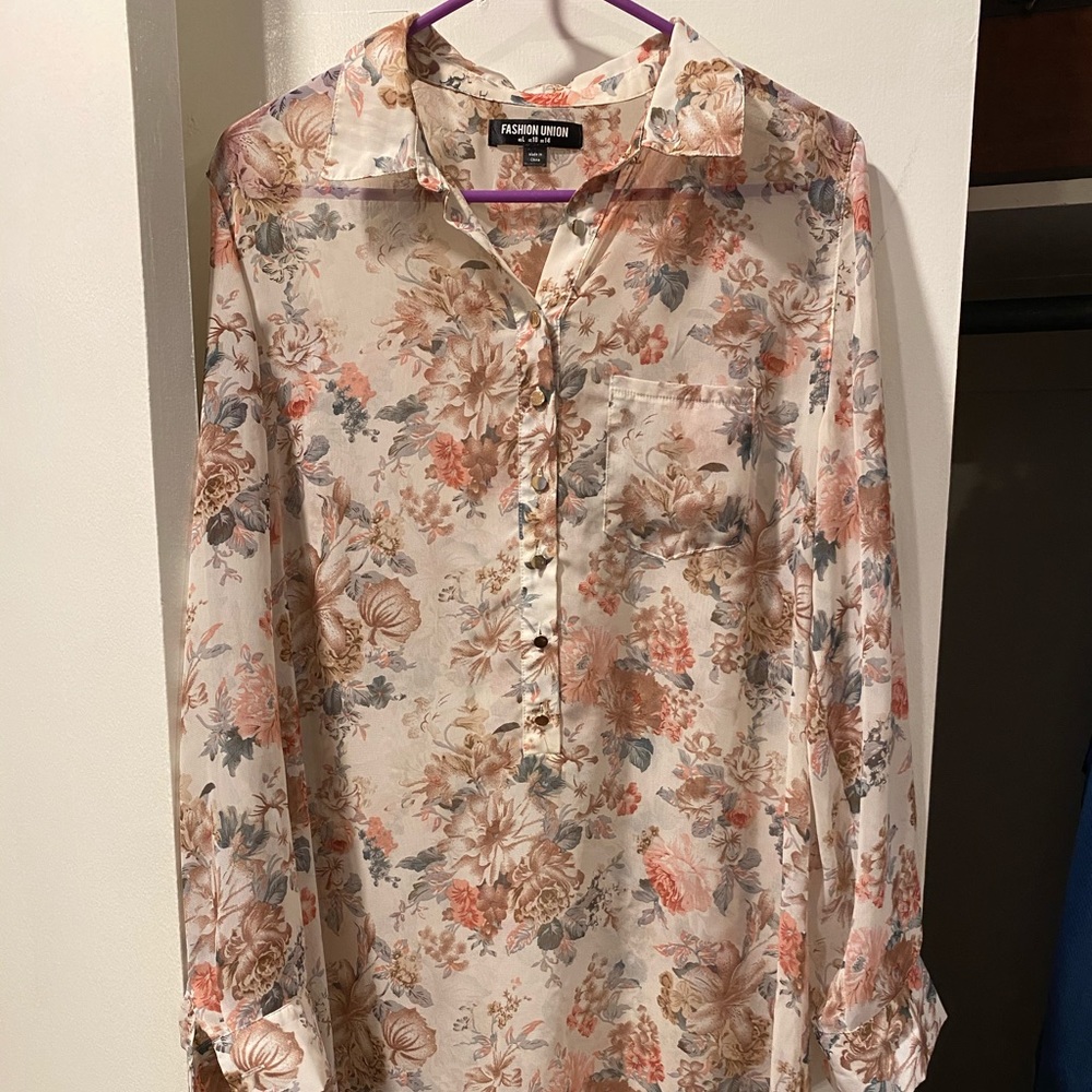 See-through flowery tunic
